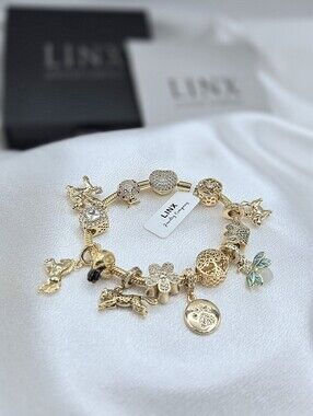 Linx Gold Snake Chain Bracelet With Animal Themed Charms